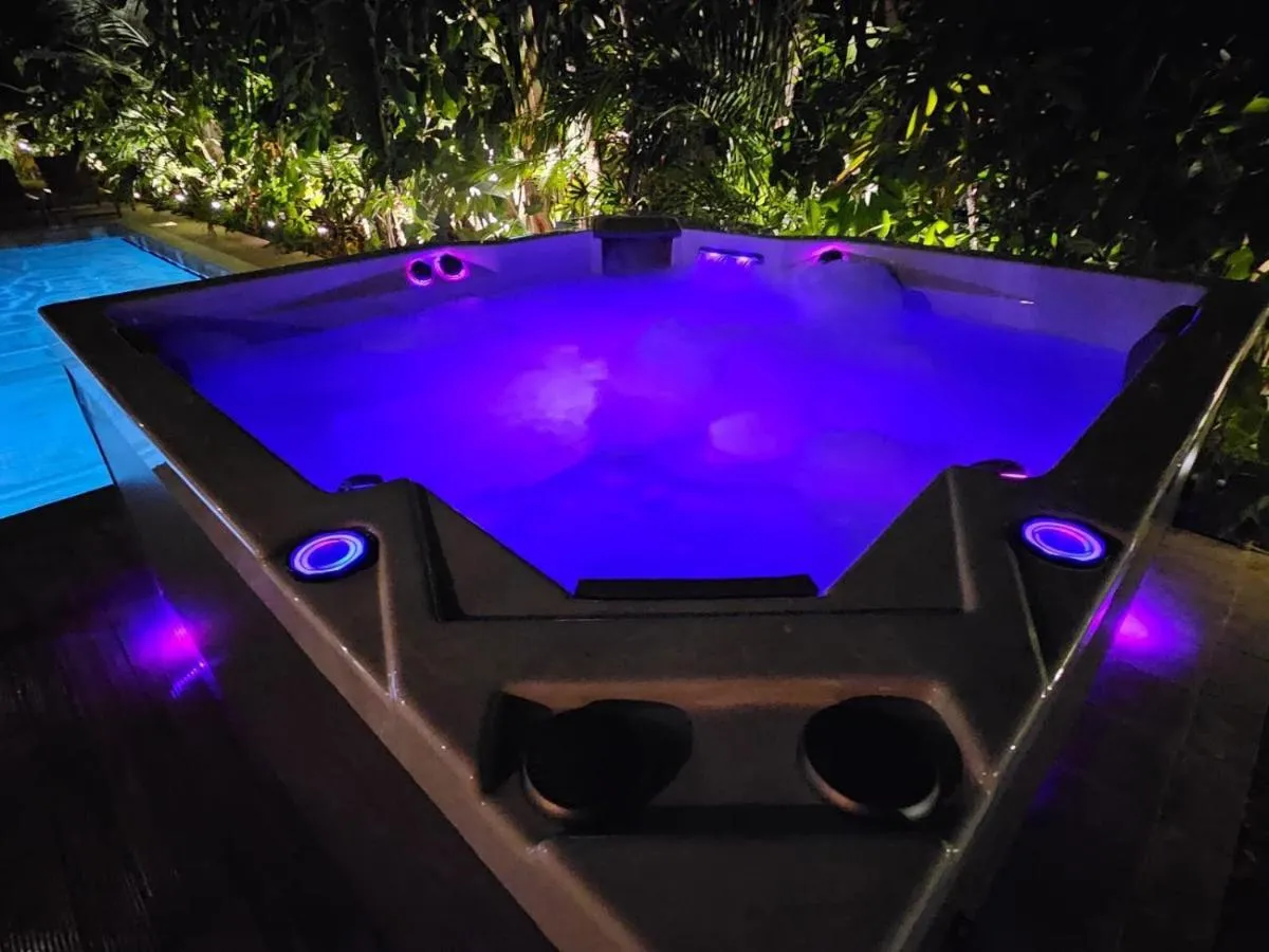 Image 1 of NEW Luxury House – Heated Salty Swimming Pool, Outdoor Jacuzzi, Sauna, Exotic Garden